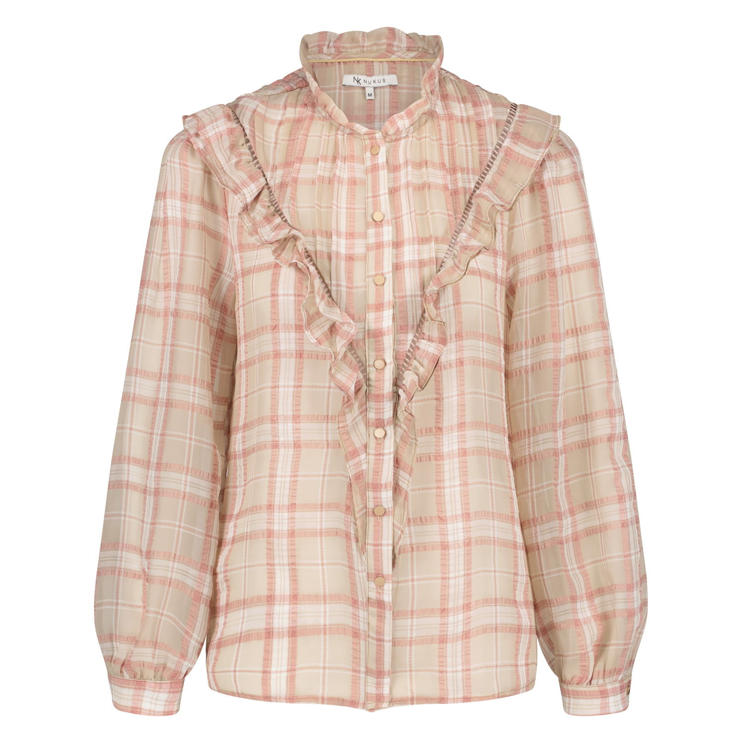 Laura blouse check_dusty pink_front